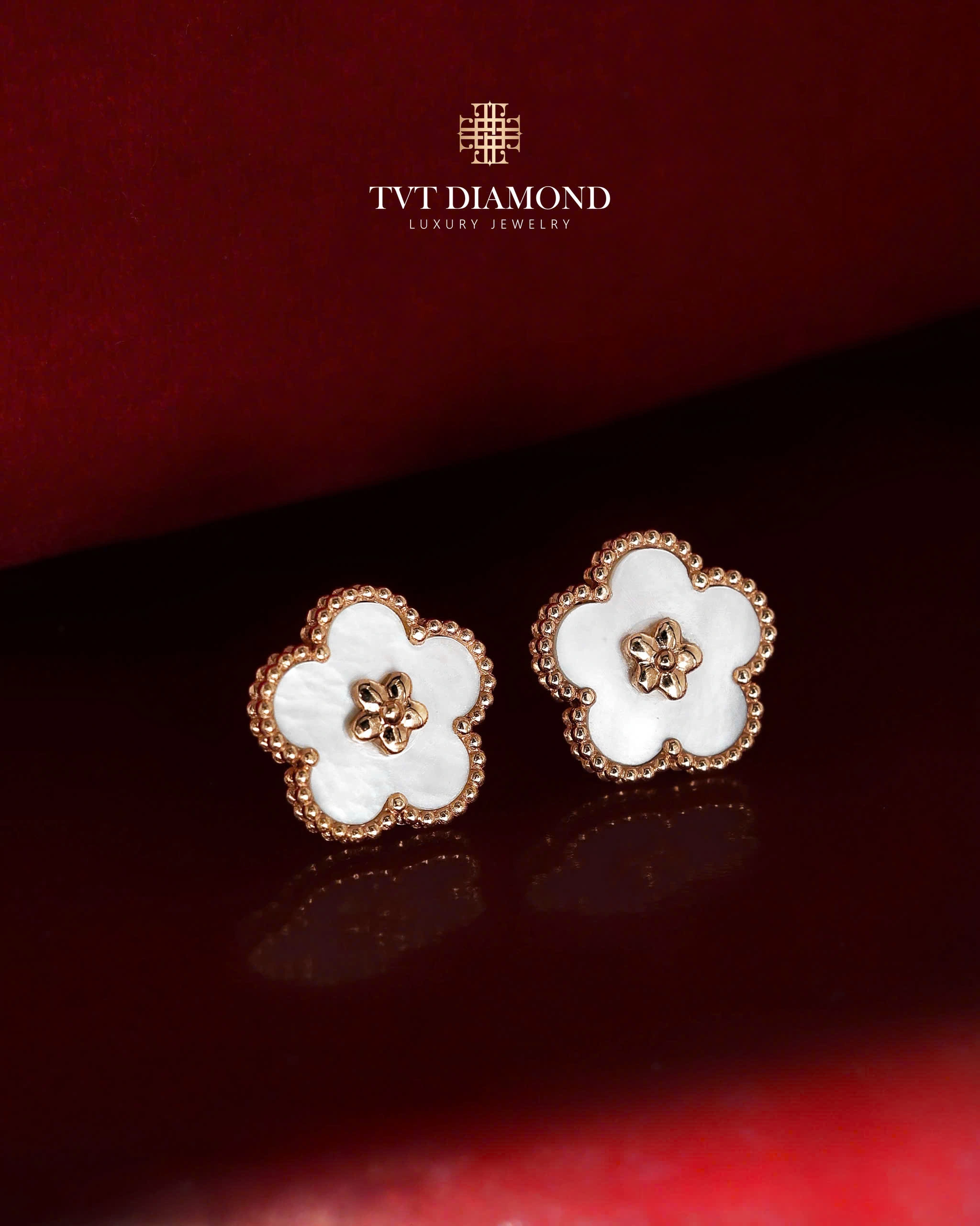 Set Van Cleef bướm hoa lá vàng hồng 1