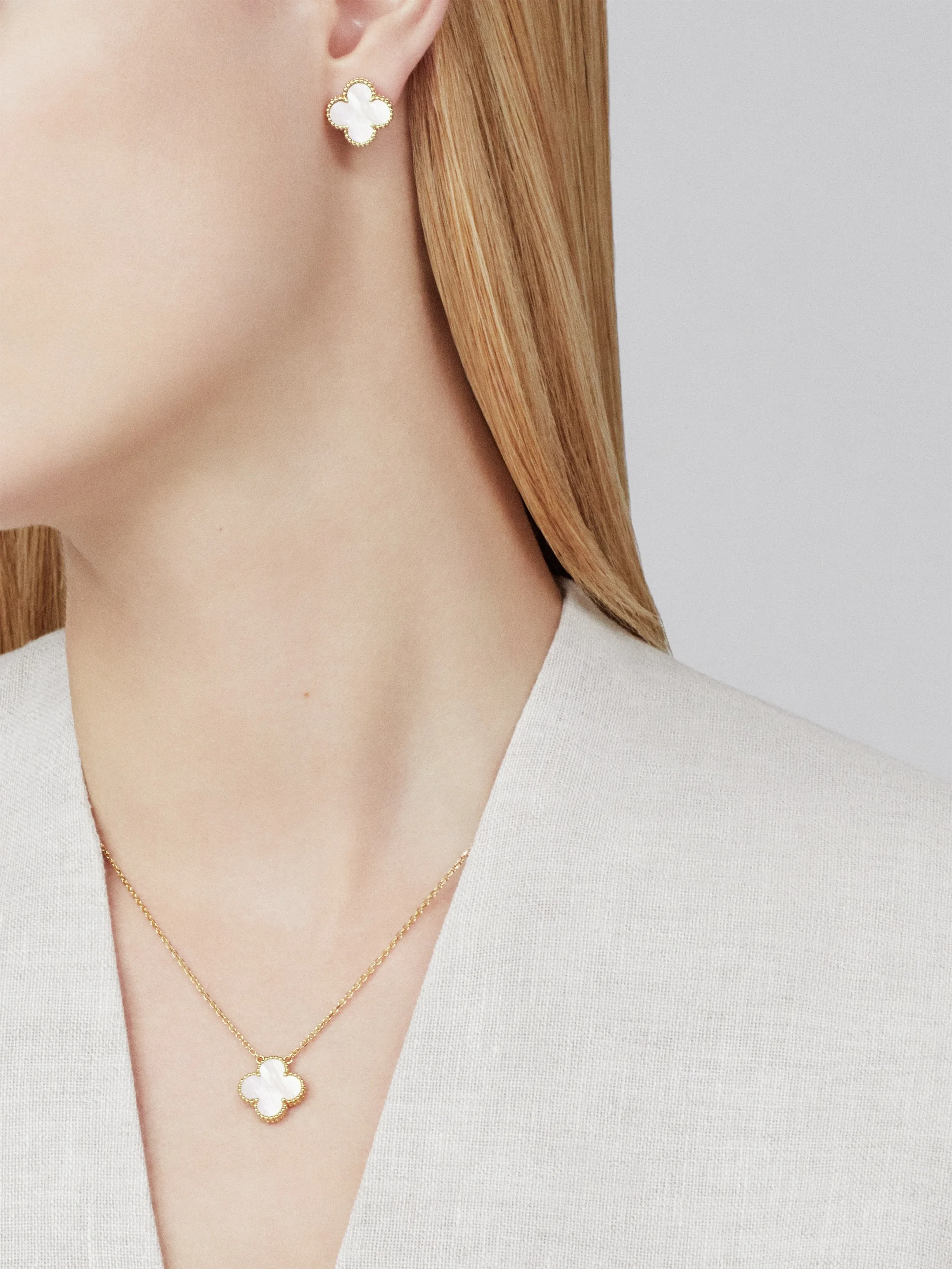 Dây chuyền Vancleef Đá Trắng 9 12 15mm 4