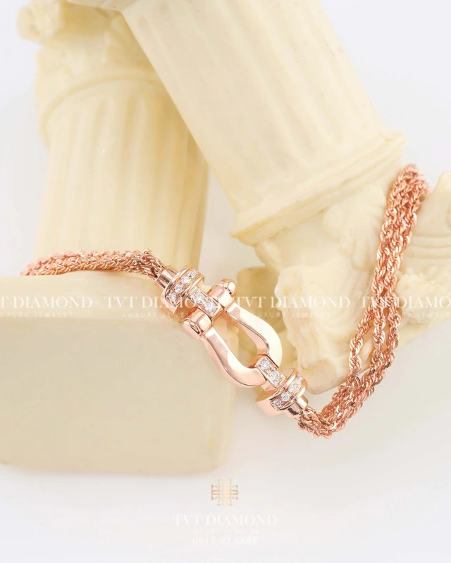 Lắc tay Fred bản xích vàng hồng